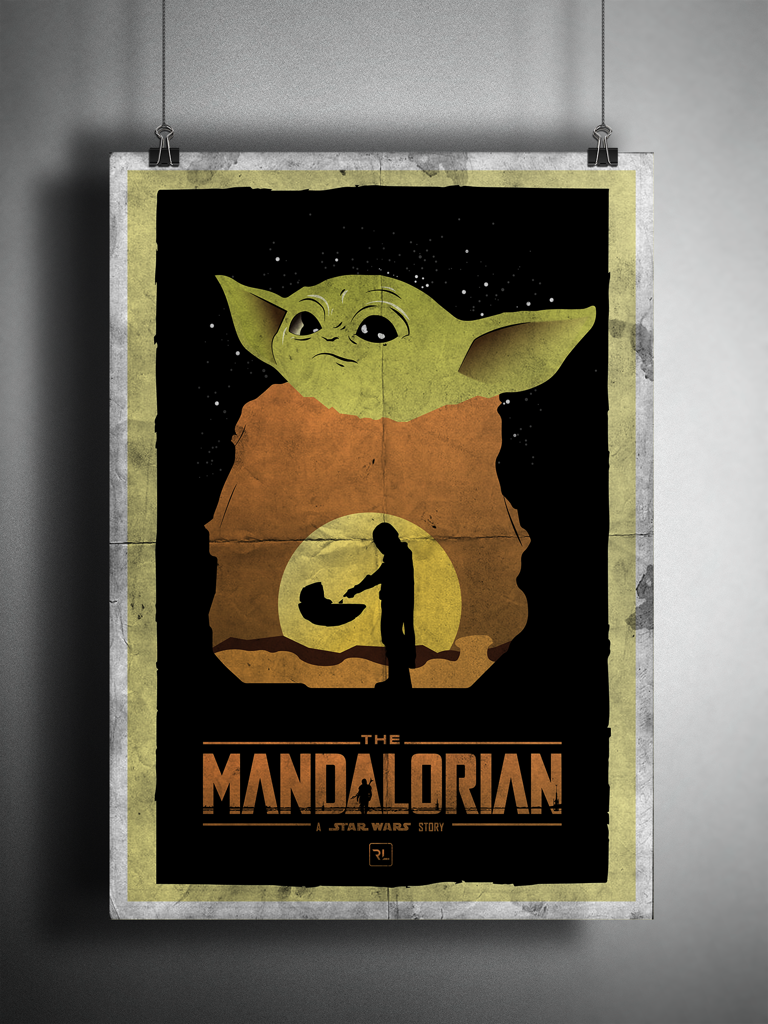 illustration vectorielle poster art The Mandalorian Stars Wars